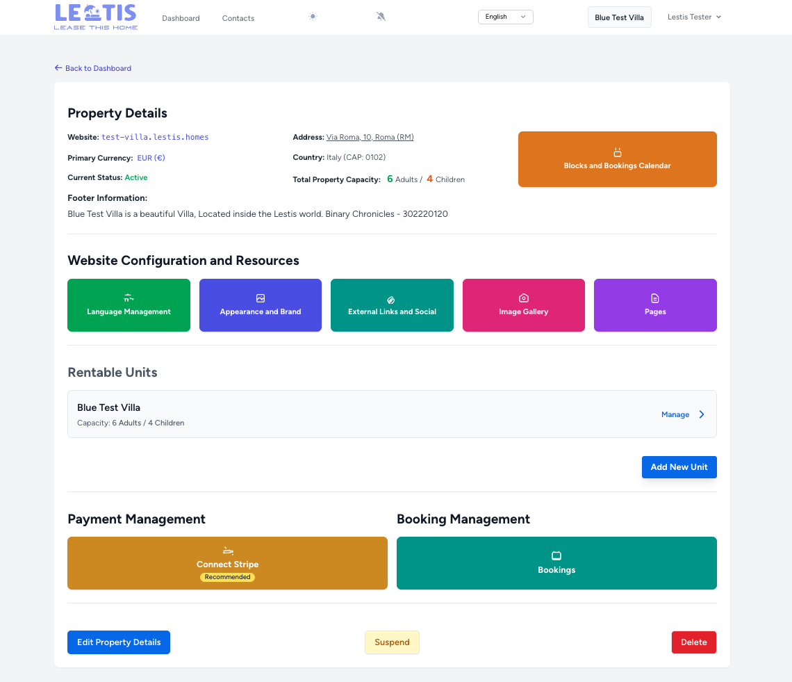 Lestis dashboard preview